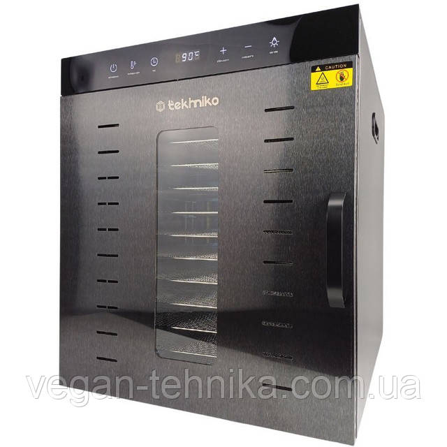 Професійний дегідратор Tekhniko DH-12H-BK (12 лотків 40 × 38 см) – потужна металева сушарка для фруктів, овочів, пастили, м’яса та риби