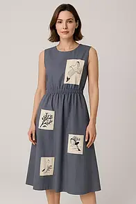Сукня жіноча сіра з картинками MKKS-427-3