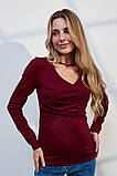 Стильний бордовий лонгслів для вагітних та годуючих зі щільного трикотажу S, фото 2