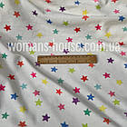 Тканина велюр Плюш (спорт) принт друкованої Зірки на білому, фото 2