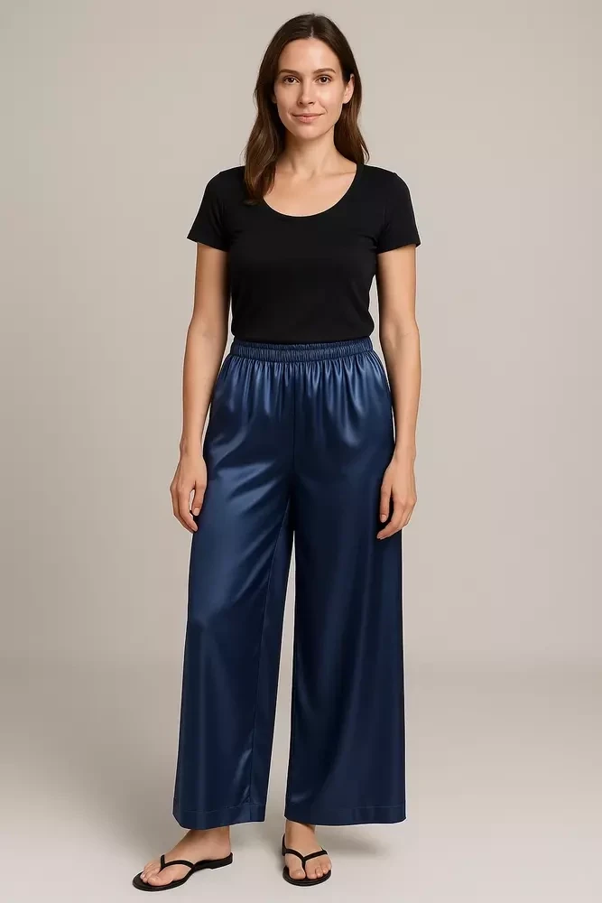 Штани шовк сині KAPTSOVA MKKS191224-2, фото 1