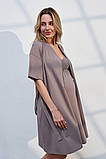 Халат-кімоно для вагітних та годуючих мам з кишенями сіро-бежевий S, фото 2