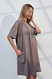 Халат-кімоно для вагітних та годуючих мам з кишенями сіро-бежевий S, фото 4