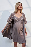 Халат-кімоно для вагітних та годуючих мам з кишенями сіро-бежевий S, фото 5