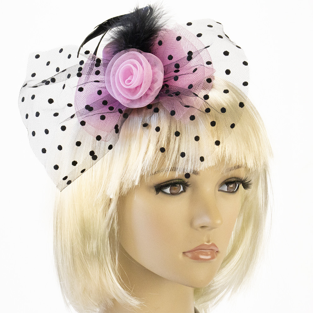 Капелюшок Гламур маленький з трояндою (рожевий), фото 1