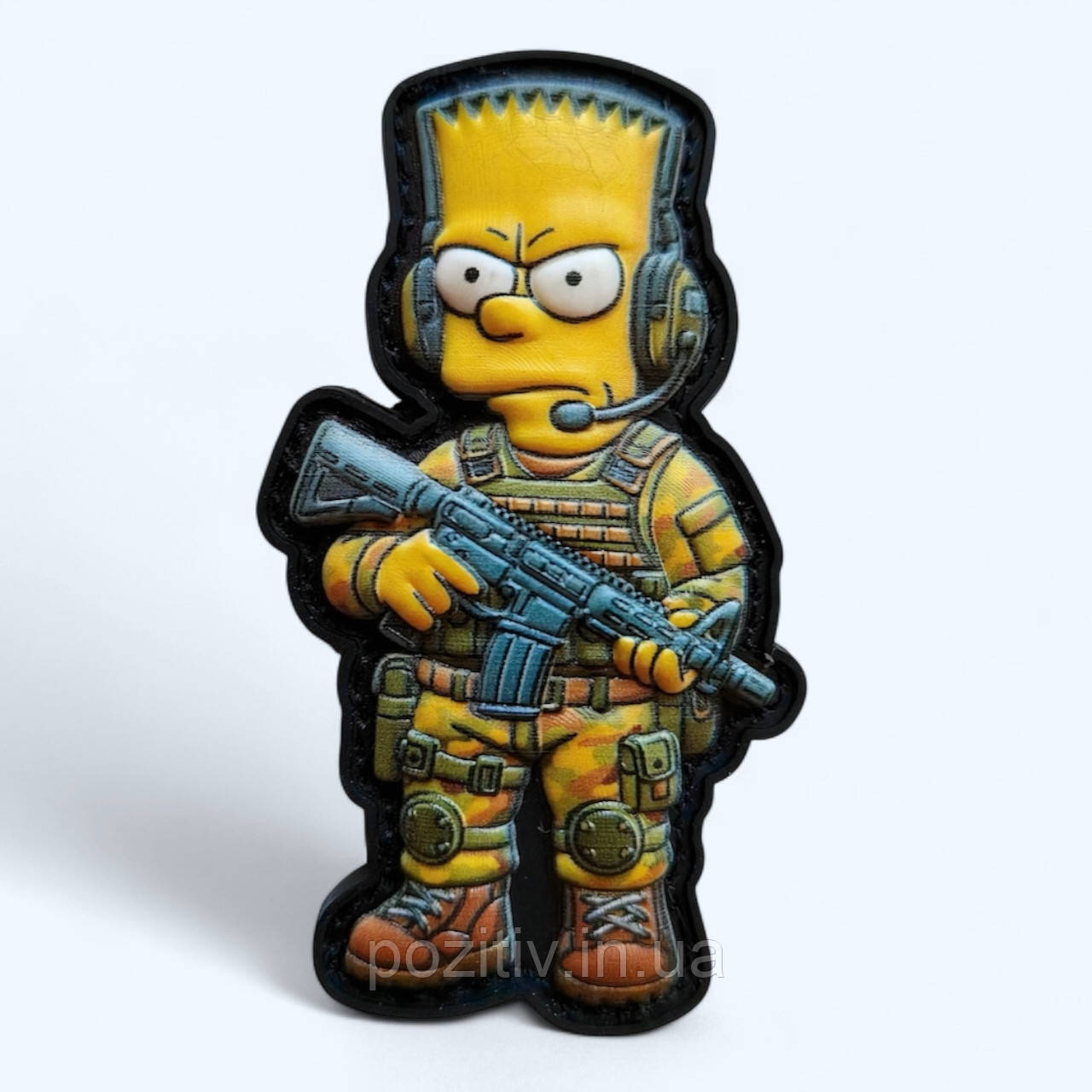 Шеврон 3D ПВХ "Барт Сімпсон Солдати" 75×50 мм | Тактичний патч на липучці PVC Patch, фото 1