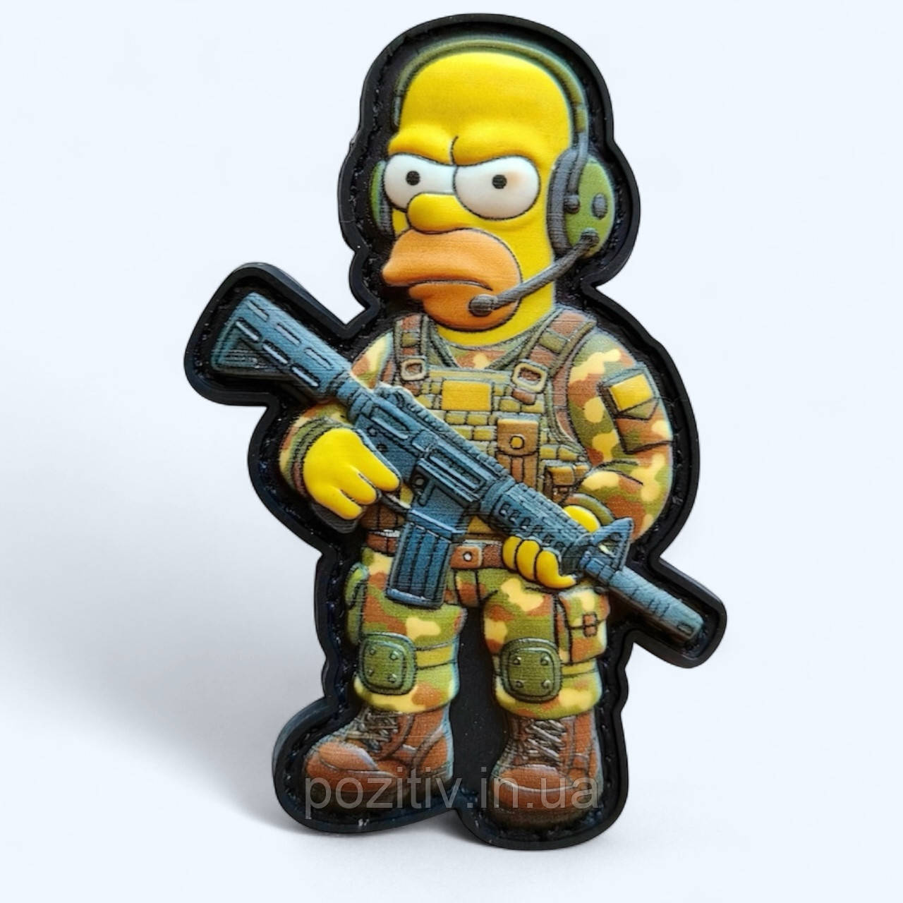 Шеврон 3D ПВХ "Гомер Сімпсон солдат" 75×50 мм | Тактичний патч на липучці PVC Patch, фото 1
