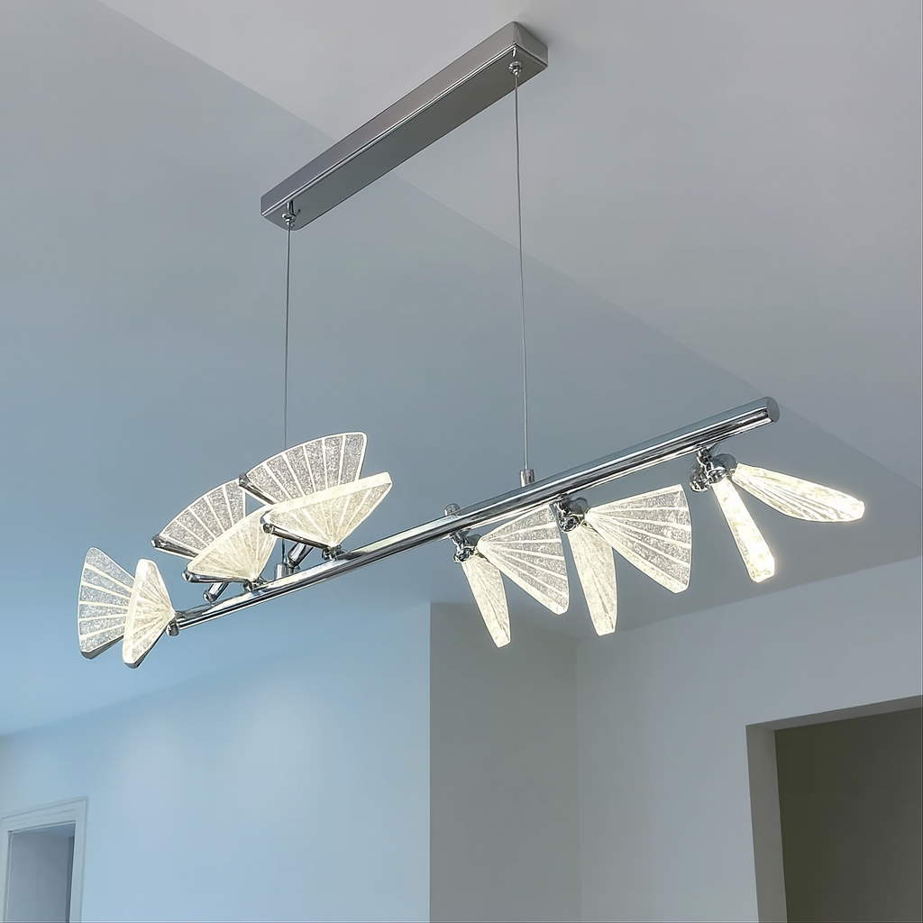 Люстра Led з метеликами на планці Diasha 48W до 10 м² колір Хром Y8022L-6HR, фото 1