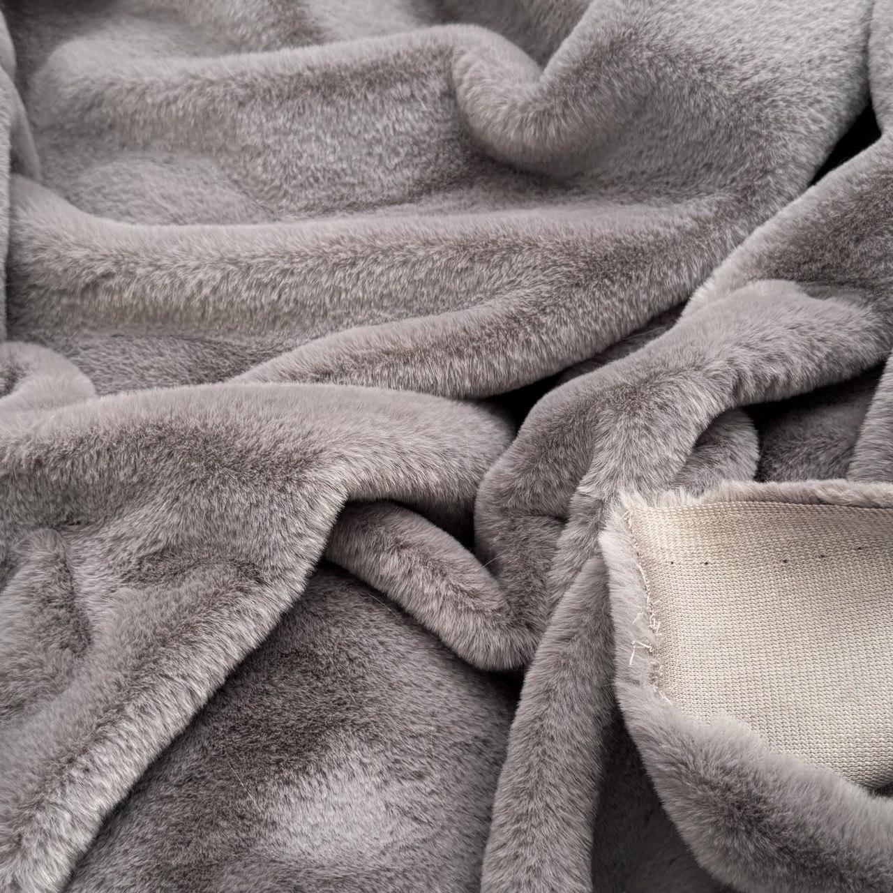 Штучне хутро мокрий кролик 1 см 400 г/м2 Сірий з бузковим, фото 1