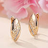 Сережки золотисті жіночі лист з білими стразами 1.7 см AurumLux022, фото 3