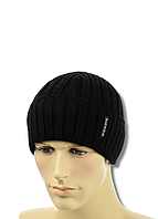 Чоловіча демісезонна шапка з відворотом 2х2