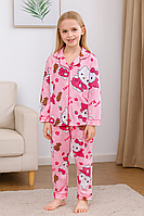Піжама для дівчаток Hello Kitty: сорочка + штани, рожева, 130 140 см, 8 10 років (10706)