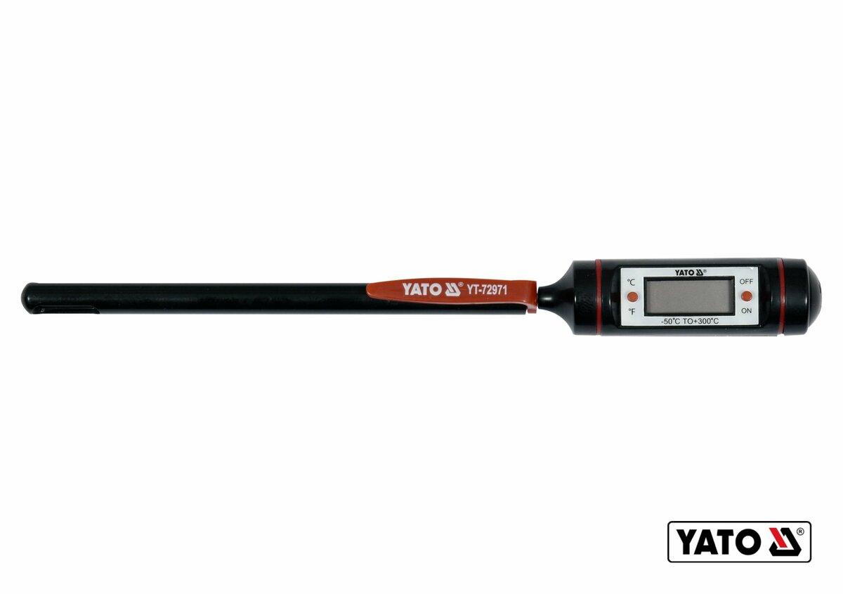 Термометр електронний YATO з зондом- 130 мм, діапазон- -50ºС- +300ºС, живлення- 1.5 В (LR44) [50], фото 1
