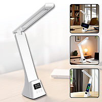 Настільна LED-лампа з годинником та бездротовою зарядкою для телефону TYV-2088