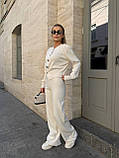 Трикотажний жіночий брючний костюм в'язаний кардиган на ґудзиках і штани прямого крою оверсайз 42-46, фото 2