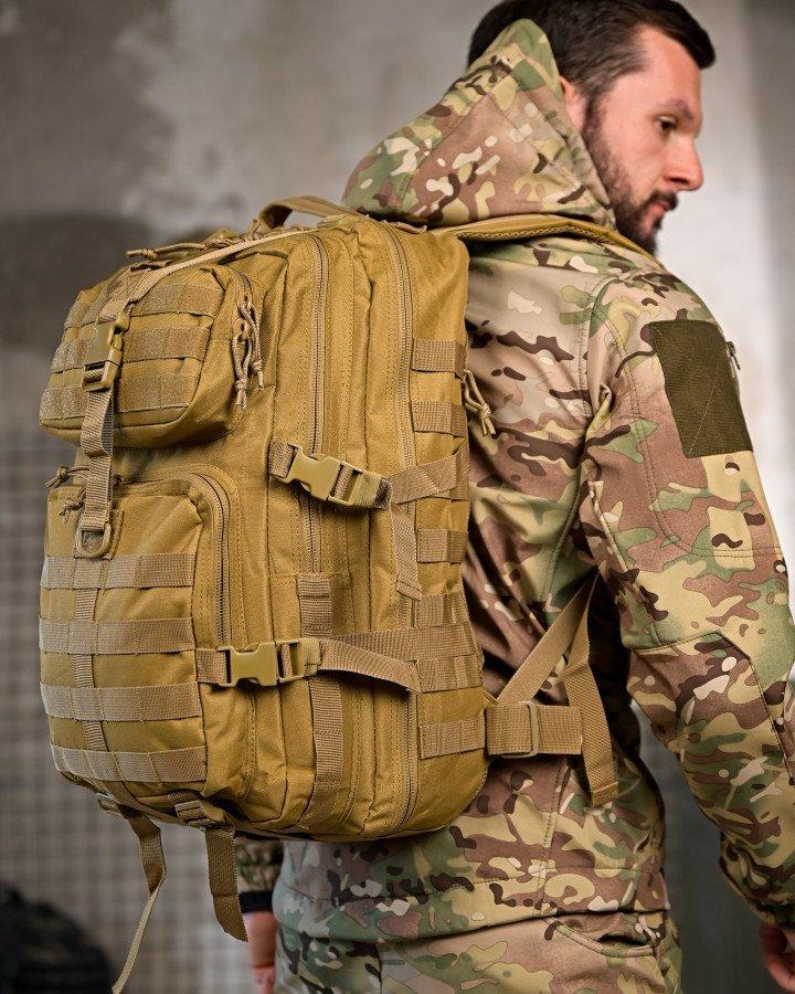Мілітарі рюкзак CHEMP 45 л – тактичний рюкзак, армійський рюкзак, рюкзак для туризму та військових завдань, пігельний койот