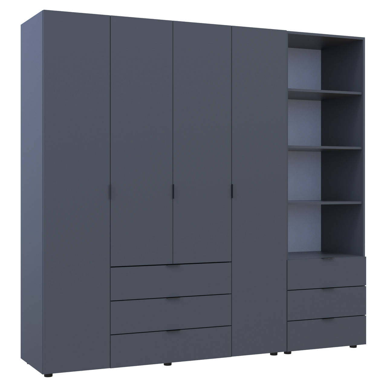 Шафа для одягу Гелар Графіт 4ДСП з пеналом 215х49.5х203.4. Шафа для одягу дводверна, фото 1