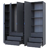 Шафа для одягу Гелар Графіт 4ДСП з пеналом 215х49.5х203.4. Шафа для одягу дводверна, фото 4