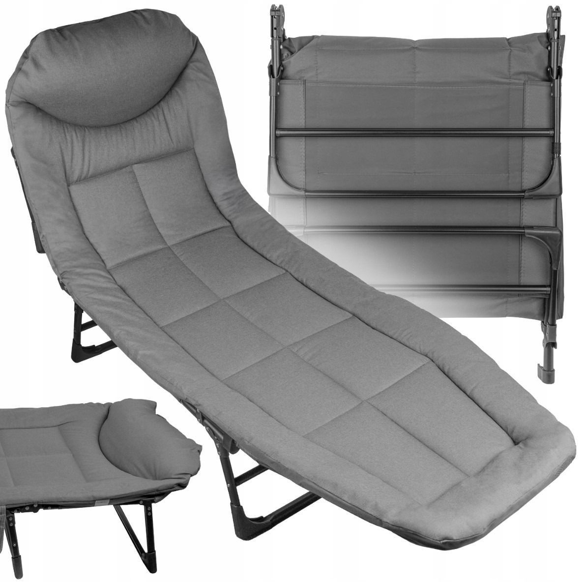 Ліжко-розкладачка туристичне компактне м'яке Bass Polska Розкладне ліжко похідне з регулюванням спинки, фото 1