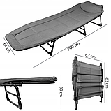 Ліжко-розкладачка туристичне компактне м'яке Bass Polska Розкладне ліжко похідне з регулюванням спинки, фото 2