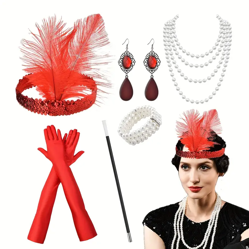 Жіночий костюм у стилі Гетсбі червоний ретро 1920, фото 1