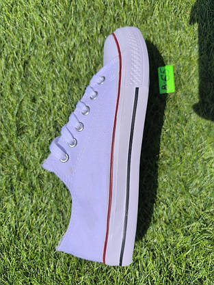 УЧЕНКА 39 р Конверси жіночі БІЛІ кеди кросівки в стилі chuck teylor чоловічі унісекс текстиль демі, фото 4