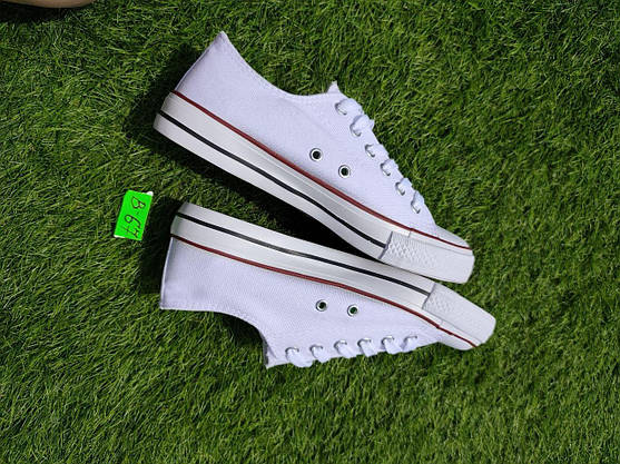 СКІДКА 39 р Конверси жіночі БІЛІ кеди кросівки в стилі chuck teylor чоловічі унісекс текстиль демі, фото 5