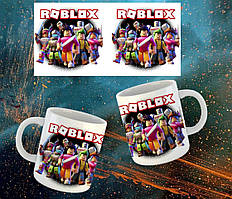 Чашка керамічне горнятко з принтом *Роблокс* біла 0.330мл.