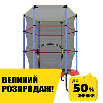 Дитячий батут на пружинах із сіткою (діаметр 140 см) Tilly RJ-0084 Червоний із синім Акція до 31.08