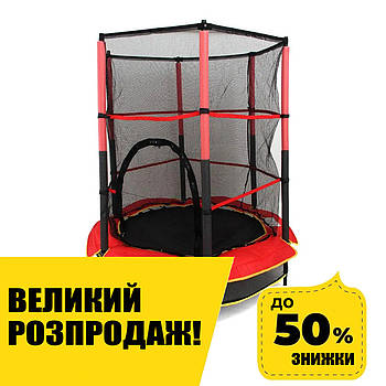 Дитячий батут на пружинах із сіткою (діаметр 140 см) Tilly BT-RJ-0072 Червоний Акція до 10.08