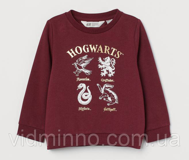 Утеплений джемпер світшот (на флісі) H&M на дівчинку р.110-116, 4-6 років, Hogwarts, фото 1