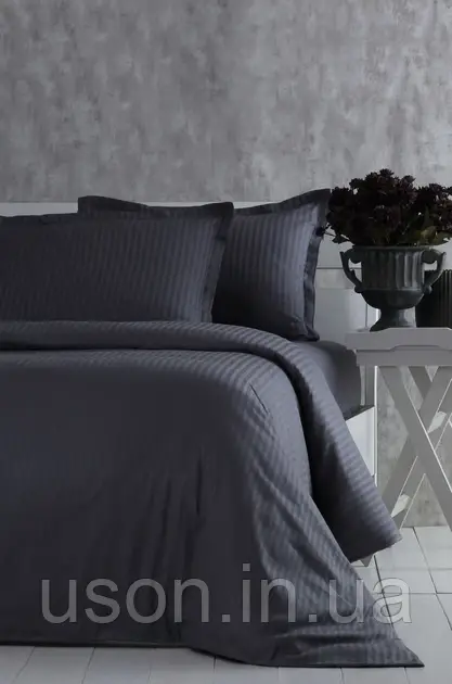 Комплект постільної білизни сімейний 160*220*2 сатин TM PAVIA Linea Antrasit, фото 1