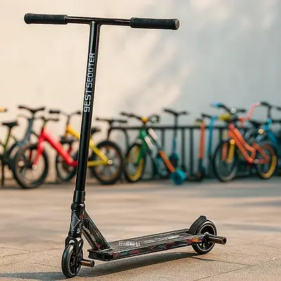 Стильний самокат дитині і дорослому для трюків і прогулянок / Скутер пегі колеса PU 110 мм широке кермо Чорний