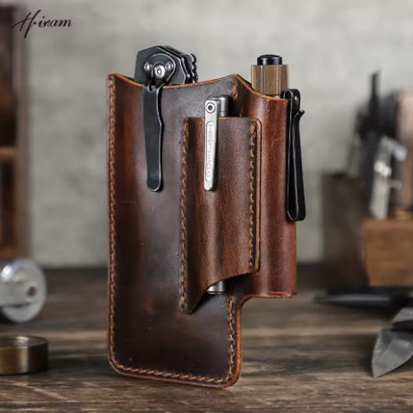 Шкіряна кобура на пояс WOLTNON під ліхтарик, ніж, мультитул, олівець, фото 1