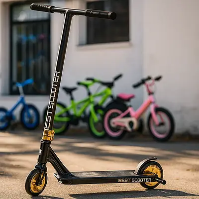 Дитячий трюковий самокат скутер юному райдеру для скейтпарку / Вуличний транспорт пегі колеса PU 120 мм Жовтий