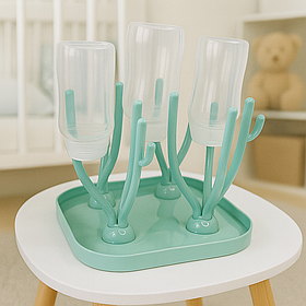 Сушарка для дитячих пляшечок і сосок з піддоном складна універсальна стійка для сушіння MegaZayka зелений