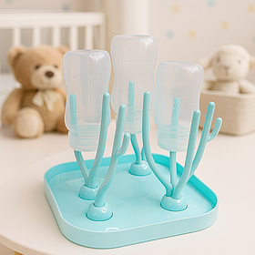 Сушарка для дитячих пляшечок і сосок з піддоном складна універсальна стійка для сушіння MegaZayka блакитний