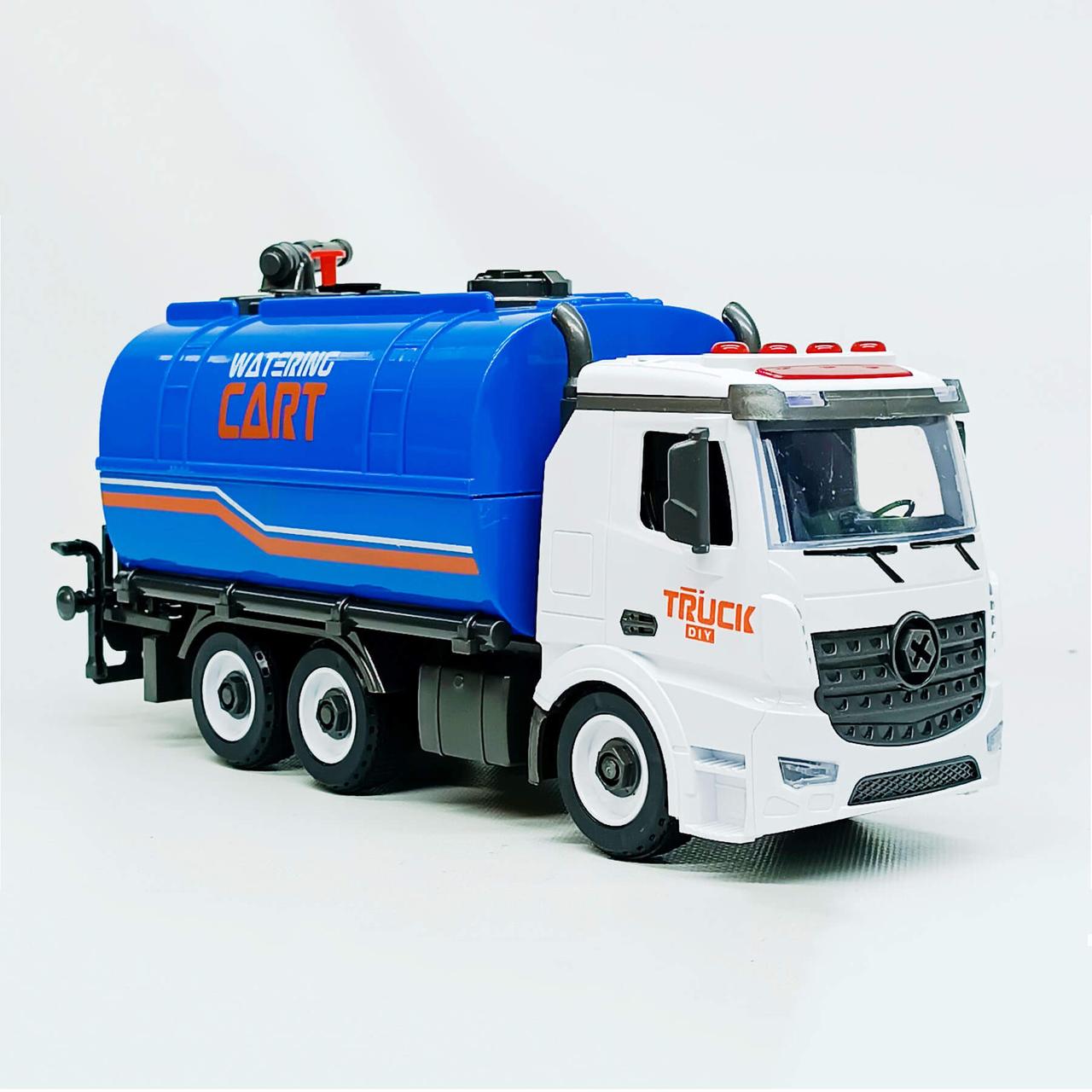 Машинка спецтехніка Водовоз YW9082C — конструктор з викруткою, 30 см, інерція, світло, звук, водяна помпа, фото 1