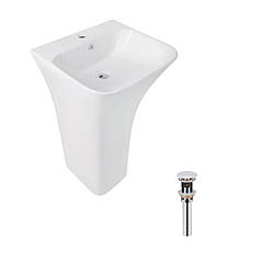 Комплект Qtap Crow: Раковина підлогова моноблок 445x420x840 мм White + Донний клапан PU02O