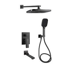 Душова система універсальна Qtap Gemini прихованого монтажу на три споживачі QTGEM114GMB45704 Gunmetal Black PVD