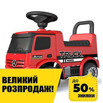 Дитяча каталка-толокар Mercedes (машинка, музика, на батарейці) Вантажівка Bambi 656-3 Червоний