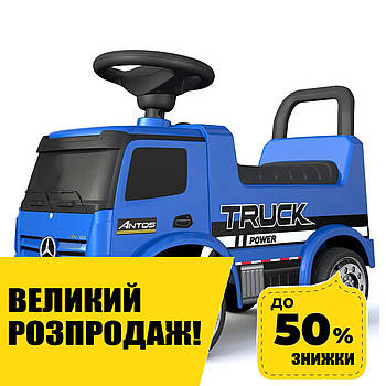 Дитяча каталка-толокар Mercedes (машинка, музика, на батарейці) Вантажівка Bambi 656-4 Синій