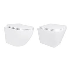 Акційний набір: Унітаз підвісний Jay Ultra Quiet QT07335177W 485х360х320 + Tern Ultra Quiet QT17332303ASW 490x365x325