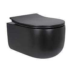 Унітаз підвісний Qtap Taurus безобідковий із сидінням Soft-close QT2433084EUQMB