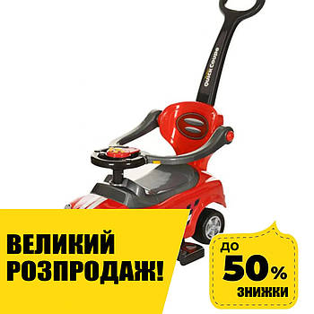 Каталка-толокар із батьківською ручкою (музика, поворот передніх коліс 360) Bambi Z 321-3 Червоний