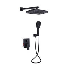 Душова система для душу Qtap Gemini прихованого монтажу на два споживачі QTGEM113BLM45697 Black Matt