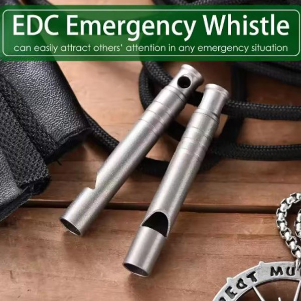 Титановий аварійний свисток для виживання MINI Whistle EDC на шнурі, фото 1