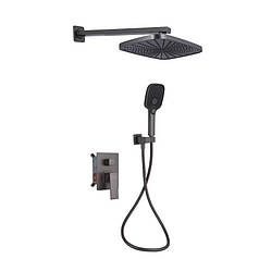 Душова система для душу Qtap Gemini прихованого монтажу на два споживачі QTGEM113GMB45698 Gunmetal Black PVD