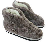 Чуни домашние из овчины c подошвой EVA коричневые