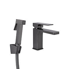 Змішувач для раковини Qtap Gemini (з гігієнічним душем) QTGEM272GMB45692 Gunmetal Black PVD